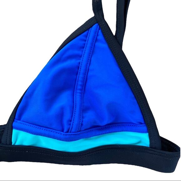 Design Lab Lord & Taylor Blue & Black Triangle Bikini Top Size Medium - Picture 2 of 7